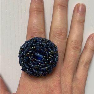Stretchy beaded flower ring